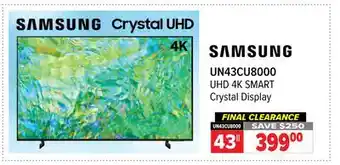 2001 Audio Video UN43CU8000 43 UHD 4K SMART Crystal Display offer