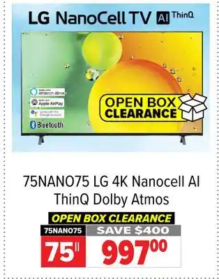 2001 Audio Video 75NANO75 75 4K Nanocell AI ThinQ Dolby Atmos offer