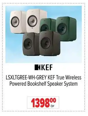 2001 Audio Video LSXLTGREE-WH-GREY KEF True Wireless Powered Bookshelf Speaker System offer