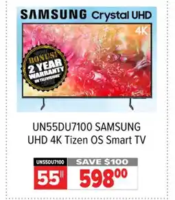 2001 Audio Video UN55DU7100 55 UHD 4K Tizen OS Smart TV offer