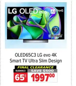 2001 Audio Video OLED65C3 LG 65 evo 4K Smart TV Ultra Slim Design offer