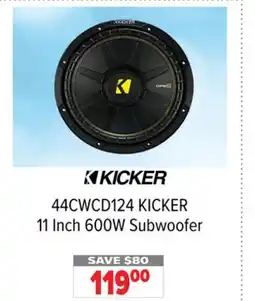 2001 Audio Video 44CWCD124 KICKER 11 Inch 600W Subwoofer offer