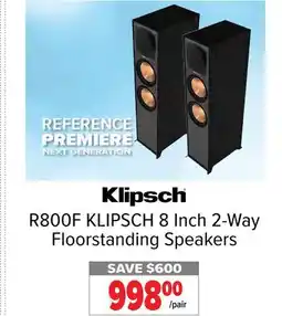 2001 Audio Video R800F KLIPSCH 8 Inch 2-Way Floorstanding Speakers offer