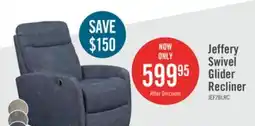 The Brick Jeffry 30.3 Velvet Fabric Swivel Glider Reclining Chair - Indigo Blue offer