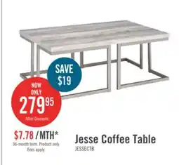 The Brick Jesse 47 Modern Coffee Table - Grey and Pewter with Metal Base offer