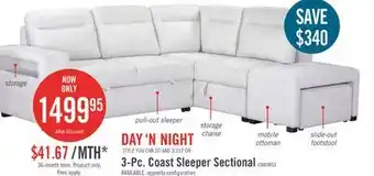 The Brick Coast 3-Piece Right-Facing Fabric Sleeper Sectional with Storage and Ottoman - Ivory White offer