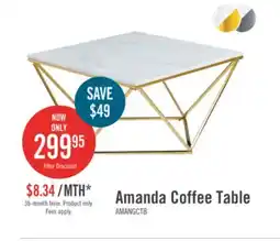 The Brick Amanda 31.5 Modern Square Coffee Table - White Marble Top with Gold Metal Base offer