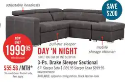 The Brick Drake 3-Piece Right-Facing Faux Suede fabric Sleeper Sectional with Storage Ottoman - Cement Grey offer