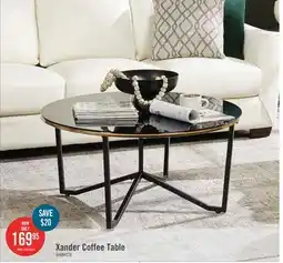 The Brick Xander 36 Modern Round Glass Top Coffee Table - Black and Gold with Metal Legs offer