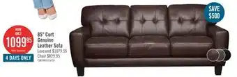 The Brick Curt 85 Genuine Leather Sofa with Button Tufting - Brown offer