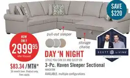 The Brick Scott Living Haven 3-Piece Right-Facing Chenille Fabric Sleeper Sectional with Storage Chaise - Grey offer