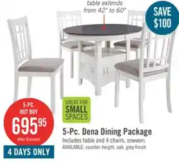 The Brick Dena 5pc Dining Set with Table & Chairs, 42-60W Extension, Round - Dove Grey offer