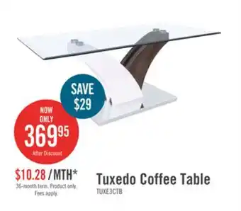 The Brick Tuxedo 48 Modern Glass Top Coffee Table - White and Grey with Metal Base offer