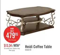 The Brick Heidi 52 Ornate Coffee Table with Shelf - Brown and Champagne with Metal Legs offer