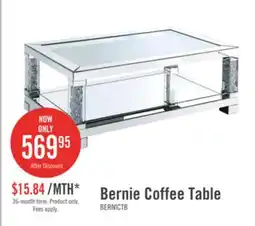 The Brick Berni 47.2 Glam Mirror & Glass Top Coffee Table with Shelf - Silver Metal with Diamond Look Legs offer