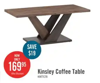 The Brick Kinsley 43.3 Modern Coffee Table - Dark Brown Wood offer