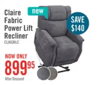 The Brick Claire 34 Chenille Fabric Power Lift Reclining Chair - Granite Grey offer