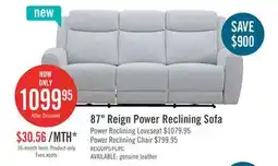 The Brick Reign 87 Fabric Power Reclining Sofa with USB Ports - Bronco Stone Grey offer