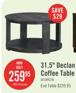 The Brick Declan 31.5 Modern Round Coffee Table with Shelf & Casters - Black offer