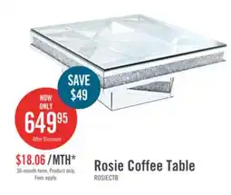 The Brick Rosie 39 Glam Mirror & Glass Top Coffee Table - Silver Metal with Diamond Look Legs offer