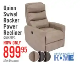 The Brick Cindy Crawford Home Quinn 31 Leather-Look Fabric Swivel Rocker Power Reclining Chair - Taupe offer