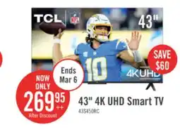 The Brick TCL 43 LED 4K UHD HDR Pro 60Hz Roku Smart TV (43S450R-CA) offer