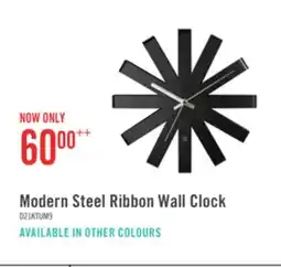 The Brick Umbra Modern Steel Ribbon Wall Clock - Black offer