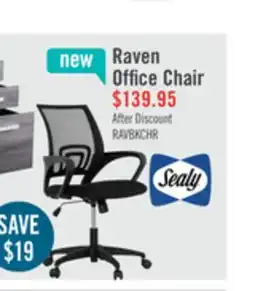 The Brick Sealy Raven 25.2 Adjustable Ergonomic Office Chair with Mesh Padding - Black offer