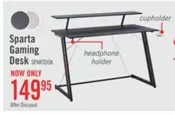 The Brick Sparta 48 Gaming Office Desk with Raised Monitor Shelf - Black with Red Accents offer