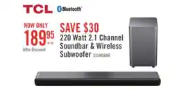 The Brick TCL 2.1 CH Bluetooth Dolby Atmos DTS Virtual:X Soundbar with Wireless Subwoofer (S55H) offer