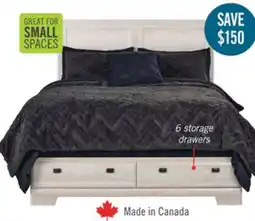 The Brick Yorkdale 6-Drawer Platform Bed with Headboard & Storage Frame, Made in Canada, White - Queen Size offer