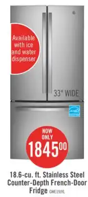 The Brick GE 33 18.6 Cu. Ft. French-Door Refrigerator - Stainless Steel Fingerprint Resistant - GWE19JYLFS offer