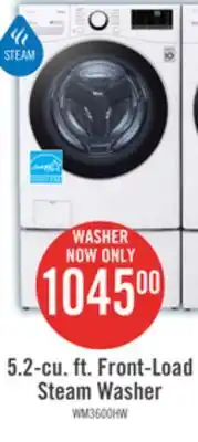 The Brick LG 5.2 Cu. Ft. Smart Front-Load High-Efficiency Steam Washer - White - Stackable - WM3600HWA offer