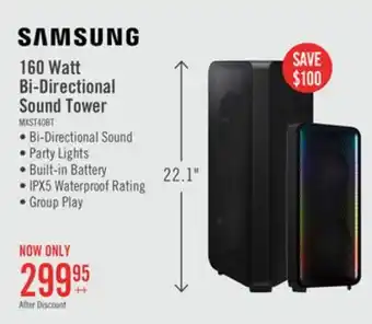 The Brick SAMSUNG 160W Bi-Directional Wireless IPX5 Water Resistant Party Speaker (MX-ST40B/ZC) offer