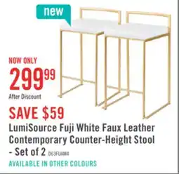 The Brick LumiSource Fuji White Faux Leather Contemporary Counter-Height Stool - Set of 2 offer