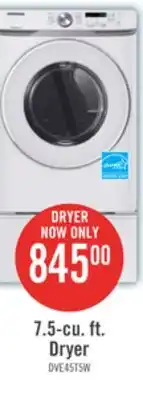 The Brick Samsung 7.5 Cu. Ft. Electric Dryer - White - Stackable - DVE45T6005W/AC offer