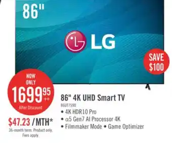 The Brick LG 86 4K UHD HDR10+ HGiG 60Hz webOS Smart TV (86UT7590PUA) offer