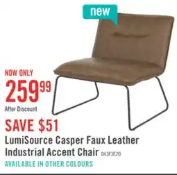 The Brick LumiSource Izzy 2-Piece Faux Leather Industrial Accent Lounge Chair and Ottoman - Camel offer