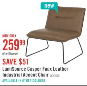 The Brick LumiSource Izzy 2-Piece Faux Leather Industrial Accent Lounge Chair and Ottoman - Camel offer