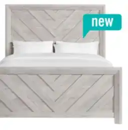 The Brick Lark Panel Bed with Headboard & Frame, Chevron Pattern, Rustic White - Queen Size offer