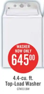 The Brick GE 4.4 Cu. Ft. Top-Load Agitator Washer with SaniFresh Cycle - GTW331BMRWS offer