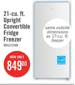 The Brick Midea 21 Cu. Ft. Convertible 2-in-1 Upright Refrigerator-Freezer - White - MRU21F6AWW offer