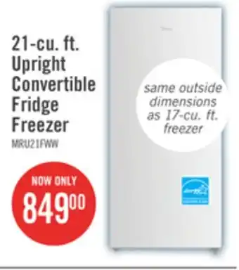 The Brick Midea 21 Cu. Ft. Convertible 2-in-1 Upright Refrigerator-Freezer - White - MRU21F6AWW offer