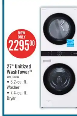 The Brick LG 5.2 Washer/7.4 Dryer Cu. Ft. Front-Load High-Efficiency Washtower - White - WKE100HWA offer