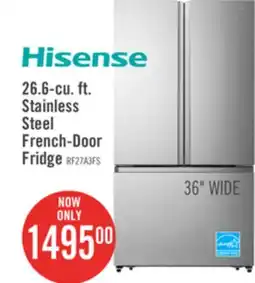 The Brick Hisense 36 26.6 Cu. Ft. French-Door Refrigerator - Titanium - RF27A3FSE offer