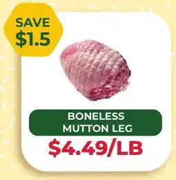 Food World Supermarket BONELESS MUTTON LEG offer