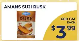 Food World Supermarket AMANS SUJI RUSK offer