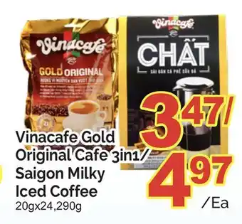 T&T Supermarket VINACAFE GOLD ORIGINAL CAFE 3IN1/ SAIGON MILKY ICED COFFEE, 20gx24,290g offer