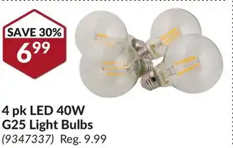 Princess Auto 4 pk LED 40W G25 Light Bulbs offer