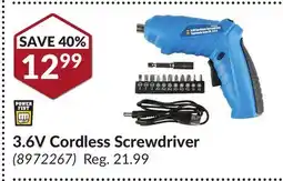 Princess Auto 3.6V Cordless Screwdriver offer